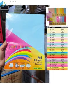 Contoh PaperFine Color A4 80 gr 20 sheet IT 180 Blue Kertas Fotocopy Print HVS Warna merek Paperfine
