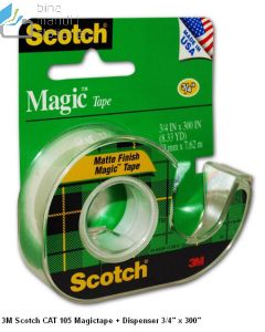 Katalog 3M Scotch harga murah & terjangkau, Image ATK Sekolah SIPLAH 3M Scotch CAT 105 Magictape + Dispenser 3/4 inch x 300 inch harga normal 17000 di Distributor ATK Bina Mandiri Stationery