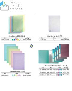 Contoh Joyko Clear Sleeves CS-11-F4 Map Plastik L Transparan Bukaan Atas dan Kanan merek Joyko